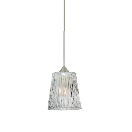 Besa Lighting Nico 4 Cord Pendant, Clear Stone, Satin Nickel Finish, 1x5W LED 1XT-512500-LED-SN